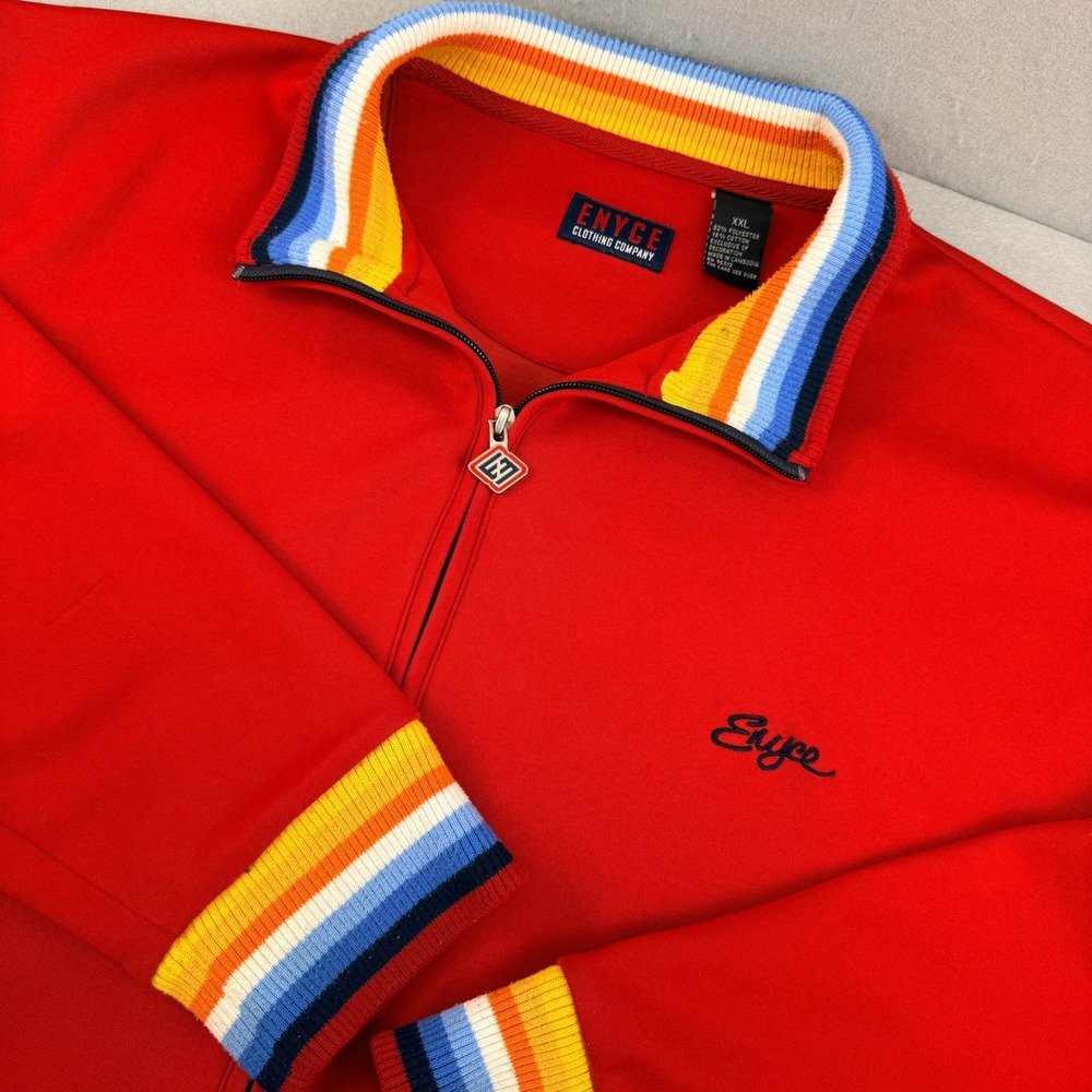 Enyce Mens XXL Red Full Zip Track Jacket Striped Trim Retro Hip Hop Streetwear